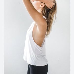 Joah brown white rib, racer back tank size S\M